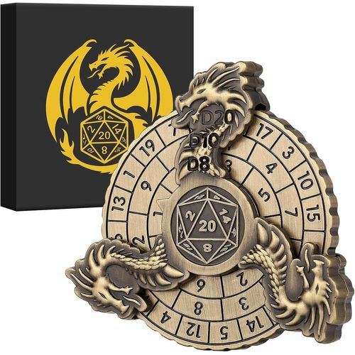 Spinner De Dés Dnd, Jeu De Dés D&d, Dragon 7-En-1 Métallique D&d Dés, Motif De Tête De Dragon Roulette Dés Spinner, Cadeaux D&d Avec Boîte Cadeau, Jeu De Rôle, Accessoires De Jeu De Société, Bronze