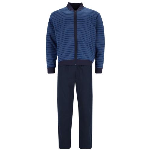 Hajo Hommes Homewear Costume, Set De 2 Pièces - Confort Climatique, Veste Et Pantalon, Mélange De Coton Bleu L (Large)