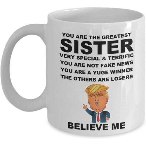 Tasse Drôle De Soeur De Donald Trump, Cadeaux Pour La Fête Des Mères, Anniversaire De Maman, Noël, Tasse À Café Yuge Pour Femmes