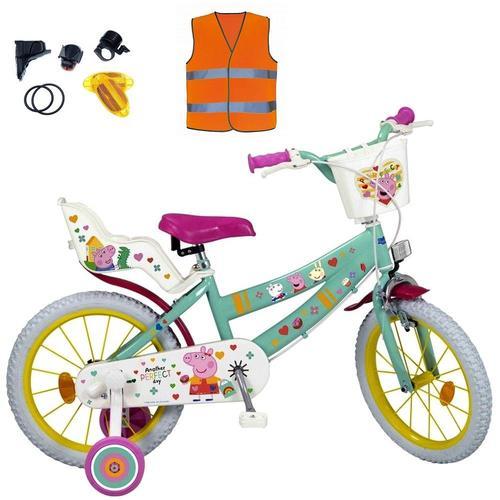 Velo 16 Pouces Peppa Pig Gilet Securite + Kit Lumiere