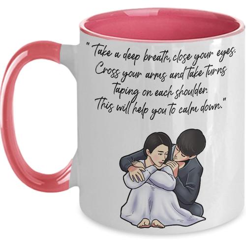 Kdrama Its Okay To Not Be Okay - Take A Deep Breath This Will Help To Calm You Down Mang Tae Korean Drama Mug, Pink