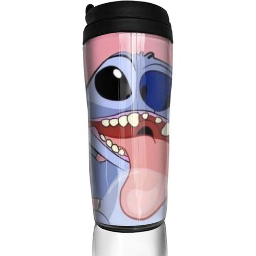 Cartoon Stitch Coffee Mug Water Cup Travel Mug Reusable Leak Proof With Lid For 350 Ml(Cup Bottom Thickened Non-Slip)