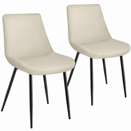 Lot De 2 Chaises De Salle À Manger Monroe Aspect Velours - Crème