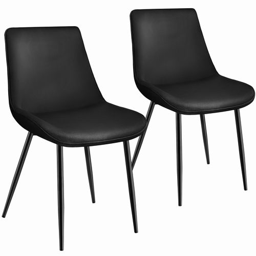 Lot De 2 Chaises De Salle À Manger Monroe Aspect Velours - Noir