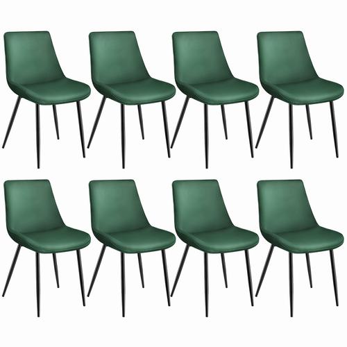 Lot De 8 Chaises De Salle À Manger Monroe Aspect Velours - Vert Foncé