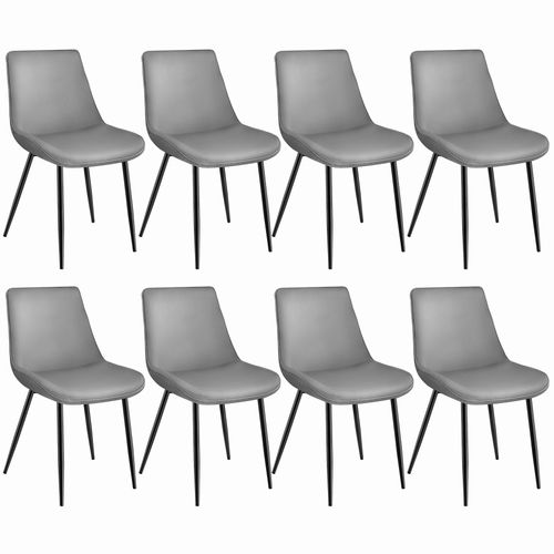 Lot De 8 Chaises De Salle À Manger Monroe Aspect Velours - Gris