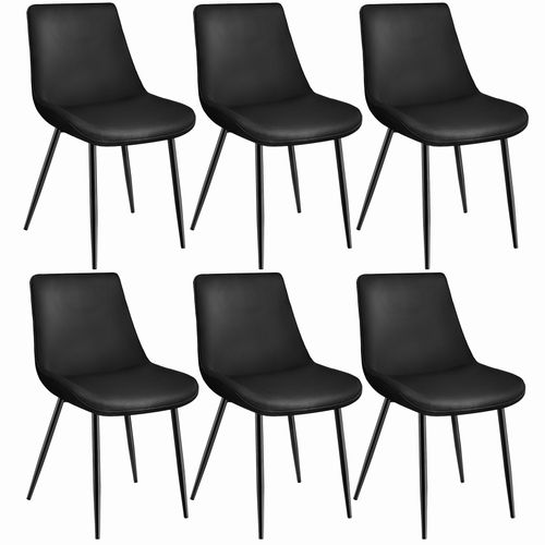 Lot De 6 Chaises De Salle À Manger Monroe Aspect Velours - Noir