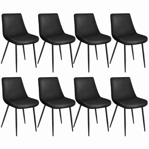 Lot De 8 Chaises De Salle À Manger Monroe Aspect Velours - Noir