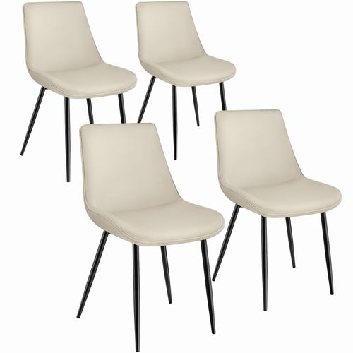 Lot De 4 Chaises De Salle À Manger Monroe Aspect Velours - Crème