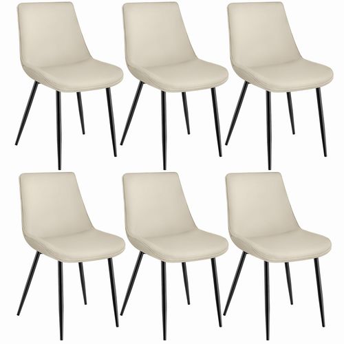 Lot De 6 Chaises De Salle À Manger Monroe Aspect Velours - Crème
