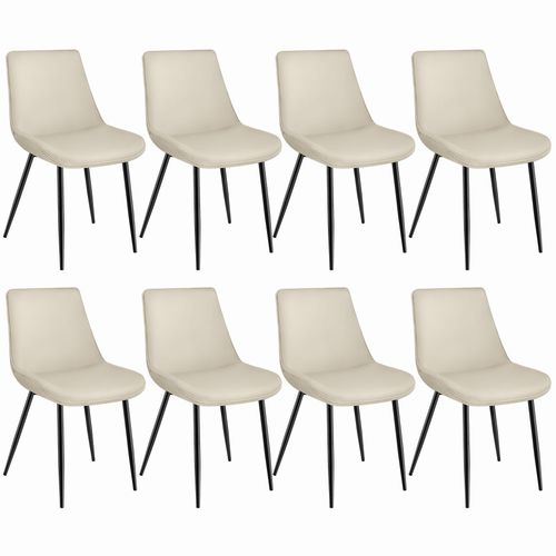 Lot De 8 Chaises De Salle À Manger Monroe Aspect Velours - Crème