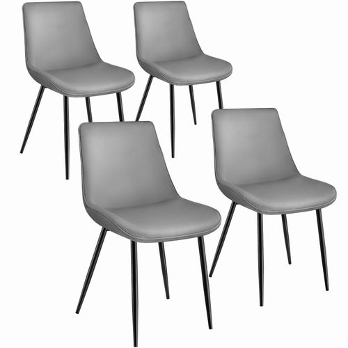 Lot De 4 Chaises De Salle À Manger Monroe Aspect Velours - Gris