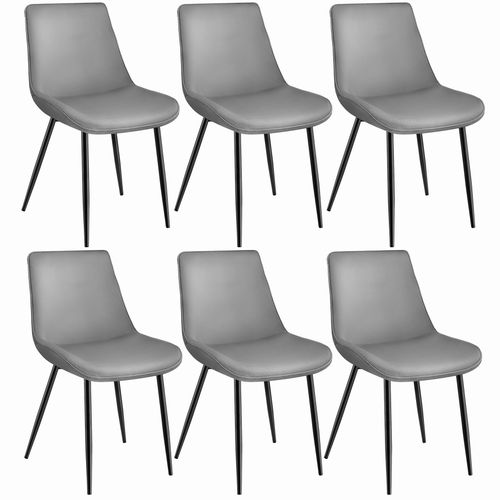 Lot De 6 Chaises De Salle À Manger Monroe Aspect Velours - Gris