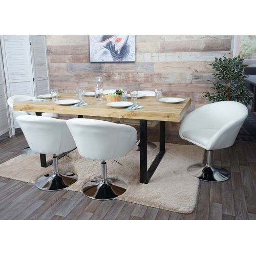 Lot De 6 Chaises De Salle À Manger Hwc-F19, Chaise De Cuisine Pivotante Loungesessel, Pivotante Réglable En Hauteur   Tissu/Textile Crème-Blanc