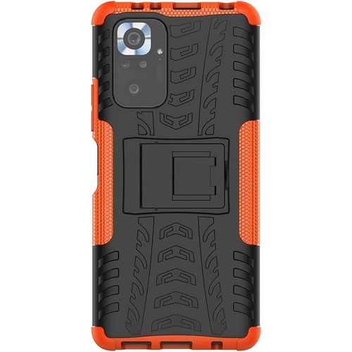 Coque Compatible Avec Xiaomi Redmi Note 10 Pro+Protection Verre Trempe,Armor Support Etui Hybride Cover Cases Housse(Orange
