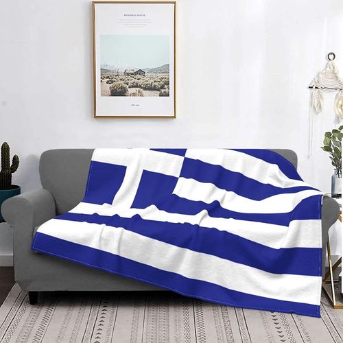 Couverture En Flanelle Douce Avec Drapeau De La Grèce, Couverture De Collage Anti-Boulochage, Pour Adultes Et Enfants, Pour Chambre À Coucher, Décoration De Canapé,