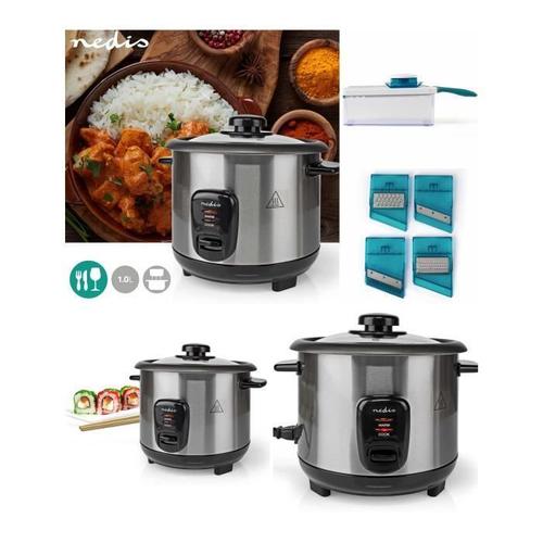 Cuiseur à Riz 1L 400 W Revêtement antiadhésif Bol amovible Arrêt automatique en inox + Mandoline 4 lames