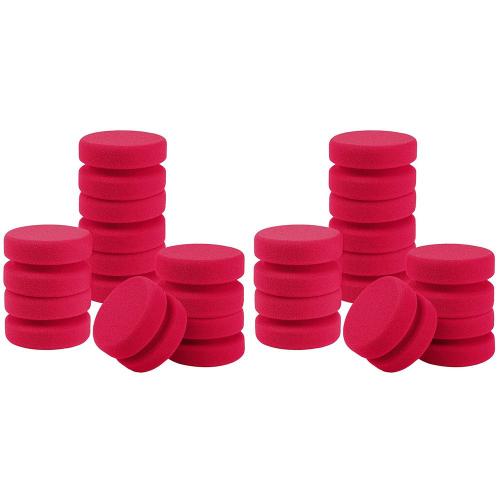 Lot De 16 Applicateurs D'¿¿Ponge De Peinture D¿¿Tail De L'¿¿Ponge Applicateur De Cire Ronde Applicateur De Brillance Des Pneus (Rouge)