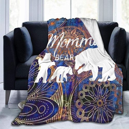 Couverture Pour Enfants Maman Et Bébé Ours Couverture Artistique Légère Confortable Et Douce En Micro Polaire Pour Canapé-Lit