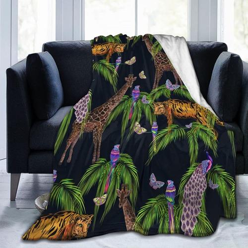 Couverture En Flanelle Avec Animaux Africains, Douce Et Confortable, Lavable, Pour Lit Et Canapé,