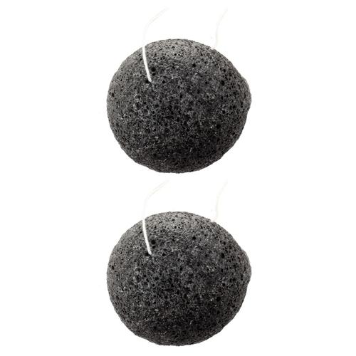 2X Naturel Konjac Eponge de Nettoyage de - Noir