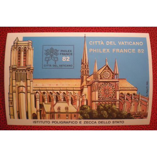 Bloc Feuillet Souvenir Neuf - Participation De La Cité Du Vatican À L'exposition Philatélique Internationale Philexfrance 82 - Philex France 82 - Cathédrale Notre-Dame De Paris