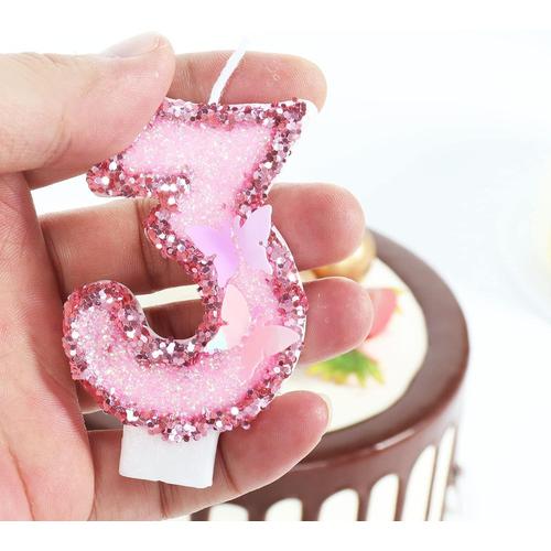 Bougies Anniversaire 2 ans, Papillon Bougies Anniversaire, Pink Bougies d' anniversaire Personnalisées, Décorations de Anniversaires Gâteaux pour  Enfants Adulte : : Cuisine et Maison