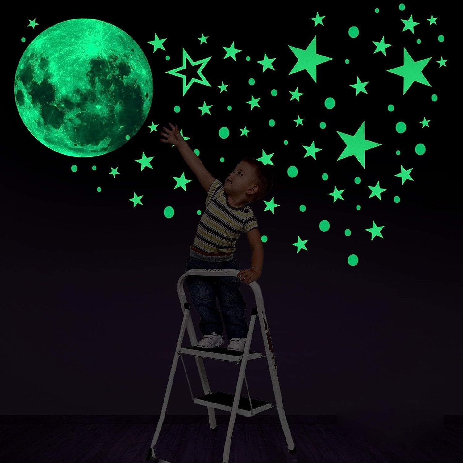 20cm Stikers Murals Stickers Muraux Enfants Lune Et Etoiles Phosphorescente  Autocollant Mural Chambre Lumineux Autocollant Bebe Garcon Fille Enfant  Adulte Chambres Plafond Décoration 