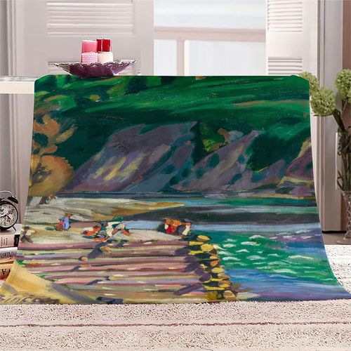Couvertures Et Jetés, Couverture En Polaire Moelleuse En Flanelle Avec Impression D, Couverture En Microfibre Super Douce, Chaude Et Confortable Pour Canapé-Lit, Pour Adultes, Peinture Célèbre, Paysage De La Rivière Weisz