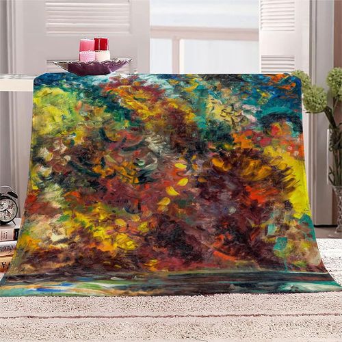 Couvertures Et Jetés, Couverture En Polaire Moelleuse En Flanelle Imprimée D, Couverture Douce, Chaude Et Confortable Pour Canapé-Lit, Pour Adultes, Célèbre Peinture Weisz, Paysage D'automne Sur La Rive De La Rivière
