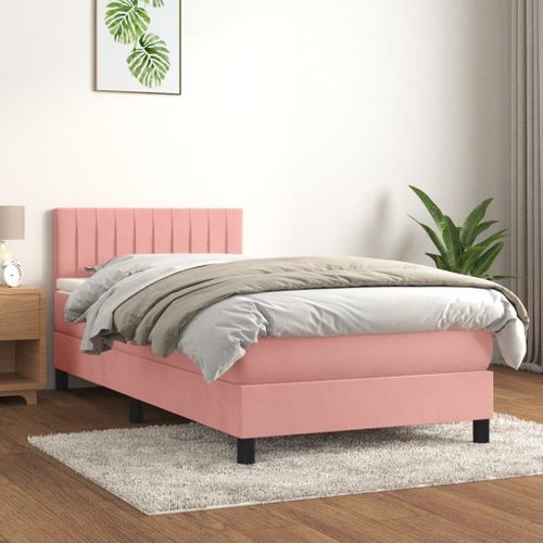 Vidaxl Lit À Sommier Tapissier Avec Matelas Rose 100x200 Cm Velours