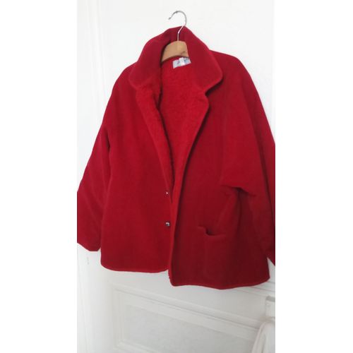 Rare Magnifique Veste Fille Rouge Foncé Moumouttée À L&#39;Intérieur &#34;Jacadi&#34; Taille 10 Ans Idée Cadeau