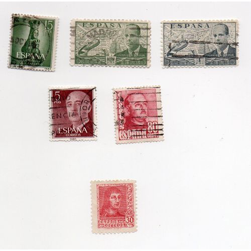 Espagne- Lot De 5 Timbres Oblitérés Divers- Trace De Charnière