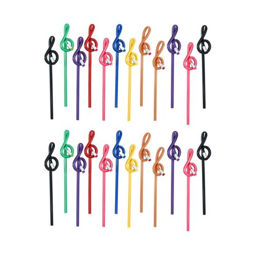 24 Pi¿¿Ces Crayons De Note ¿¿Tudiants Crayons De Note De Musique Avec Gomme Crayons De Musique Color¿¿S Crayon En Bois Cl¿¿ De Sol Courb¿¿