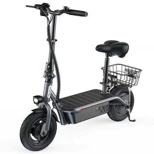 Trottinette Électrique Iscooter F2 500 W, Pliable Avec Siège Pour Adultes, 10 Pouces, Panier Et Pédales Larges, 36 V, 7,8 Ah