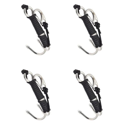 4x Plong¿¿E Sous-Marine Double Double Crochet De D¿¿Rive De R¿¿Cif En Acier Inoxydable Avec Crochet De Ligne Et De Clips Pour La Plong¿¿E Actuelle Sous L', Noir