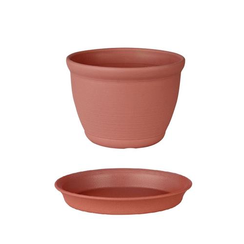 Pot de Fleurs en R¿¿Sine ¿¿Paissie avec Plateau en Plastique Rond Fournitures de Jardinage Jardini¿¿Re pour Plantes Grasses Rouge Brique