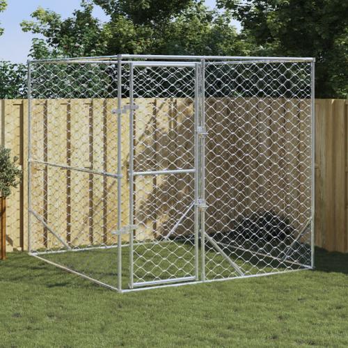 Vidaxl Chenil D'extérieur Pour Chiens Argenté 2x2x2 M Acier Galvanisé