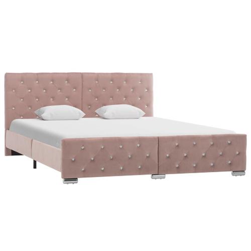 Vidaxl Cadre De Lit Rose Velours 160x200 Cm