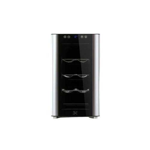 Cave à Vin De Service 23L Pose Libre Température Réglable Système Thermoélectrique Vitre Anti-UV Éclairage LED 8 Bouteilles