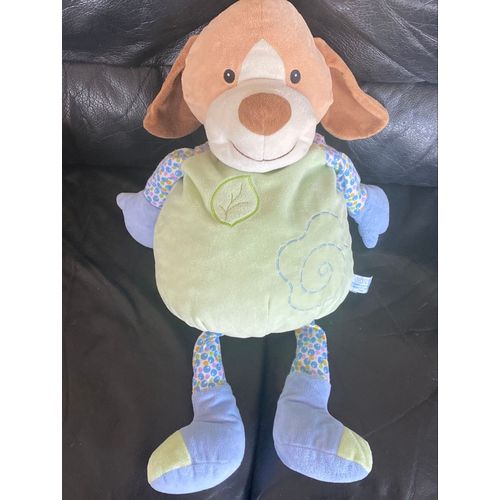 Grand Doudou Gipsy Chien Marron Vert Et Bleu , bulle et feuille range pygama 45cm