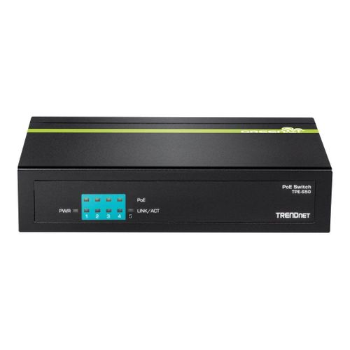 TRENDnet TPE S50 - Commutateur - non géré - 4 x 10/100 (PoE) + 1 x 10/100 - de bureau - PoE (31 W)