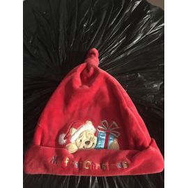 Bonnet De Noel Bébé Disney Store Brodé Winnie L'Ourson " Mon 1er Noel " 6/12 M