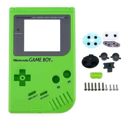 Carcasse Rétro Verte Pour Game Boy Dmg Avec Boutons Et Vis Pièce De Rechange