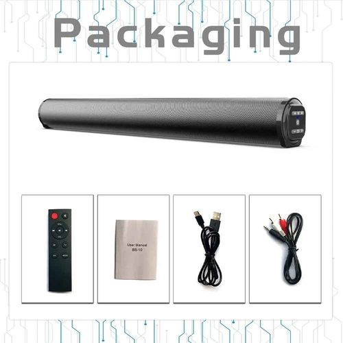Barre de son Bluetooth sans fil portable,haut-parleur,caisson de basses,budgétaire TV,bureau,maison,TV,extérieur,super puissance,son stéréo - Type Black