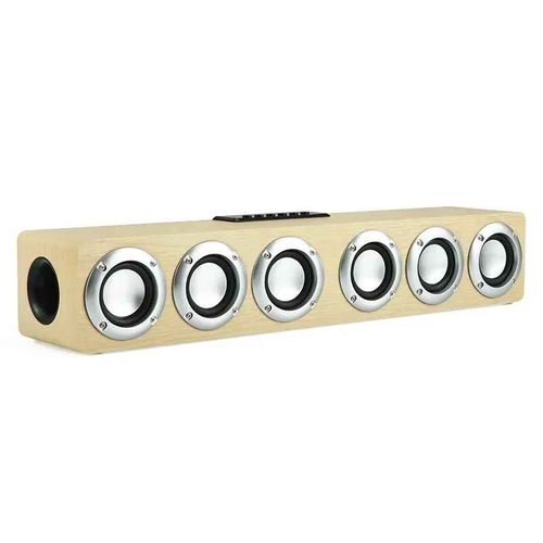 Six caisson de basses Super puissant haut-parleur Bluetooth caixa de som en bois Home cinéma TV boîte de son barre de son Surround stéréo TF U disque - Type Yellow wood grain