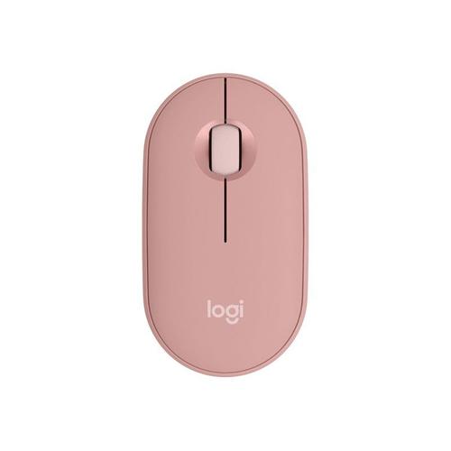 Logitech Pebble Mouse 2 M350s - Souris - optique - 3 boutons - sans fil - Bluetooth 5.2 LE - rose ton sur ton