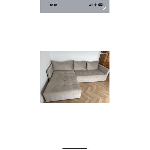 Canapé D¿Angle Convertible Et Réversible En Velours Taupe.