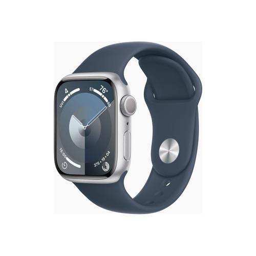 Apple Watch Series 9 Gps - Boîtier Aluminium 41 Mm Argent Bleu Orage - Bracelet M/L