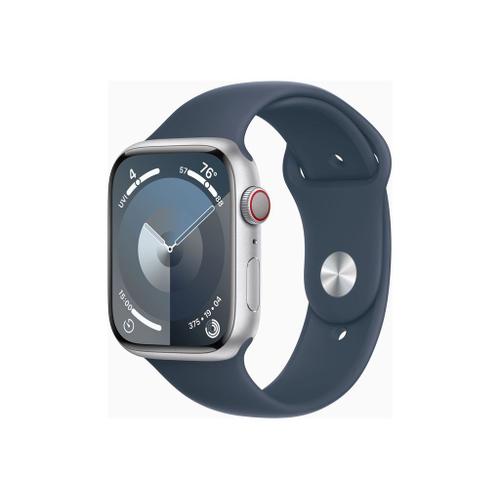 Apple Watch Series 9 Gps + Cellular - Boîtier Aluminium 45 Mm Argent Bleu Orage - Bracelet M/L